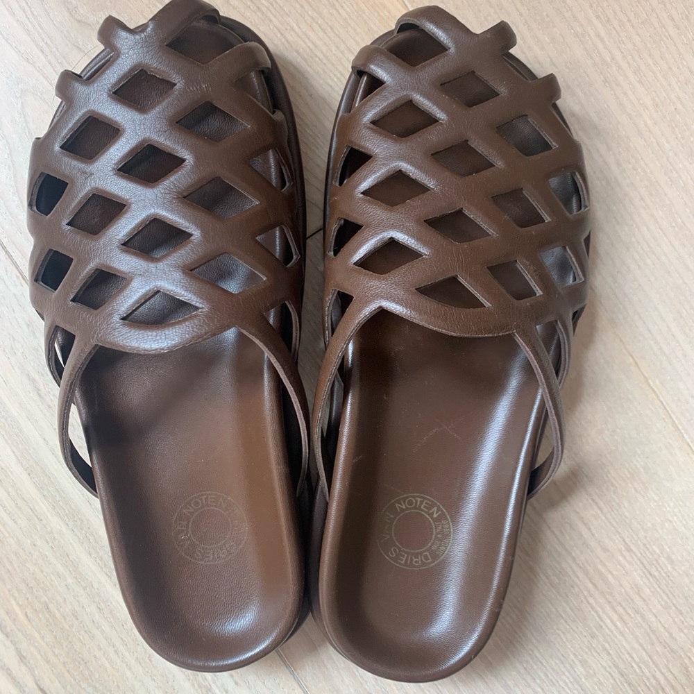 New Dries Van Noten Brown Mules 36